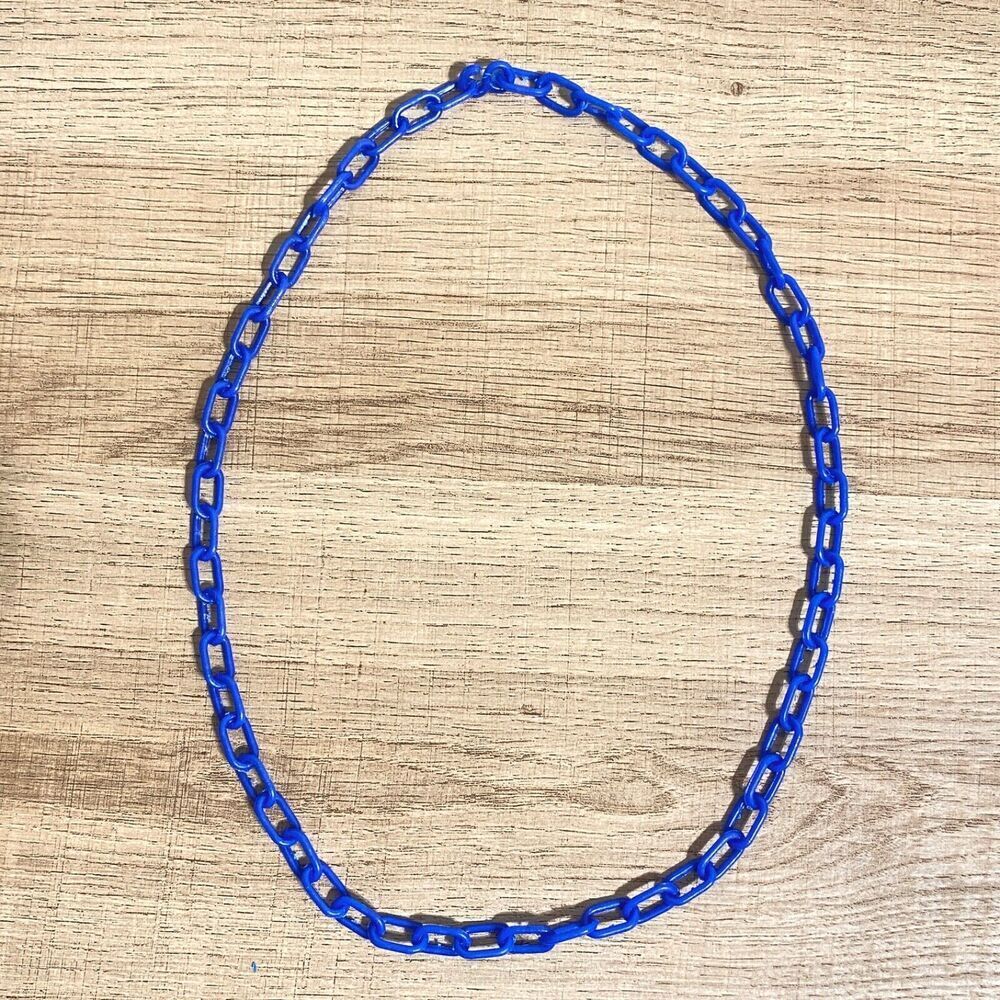Vintage Blue Chain For Plastic Charm Clips Bell Toy Prize Necklace Replacement